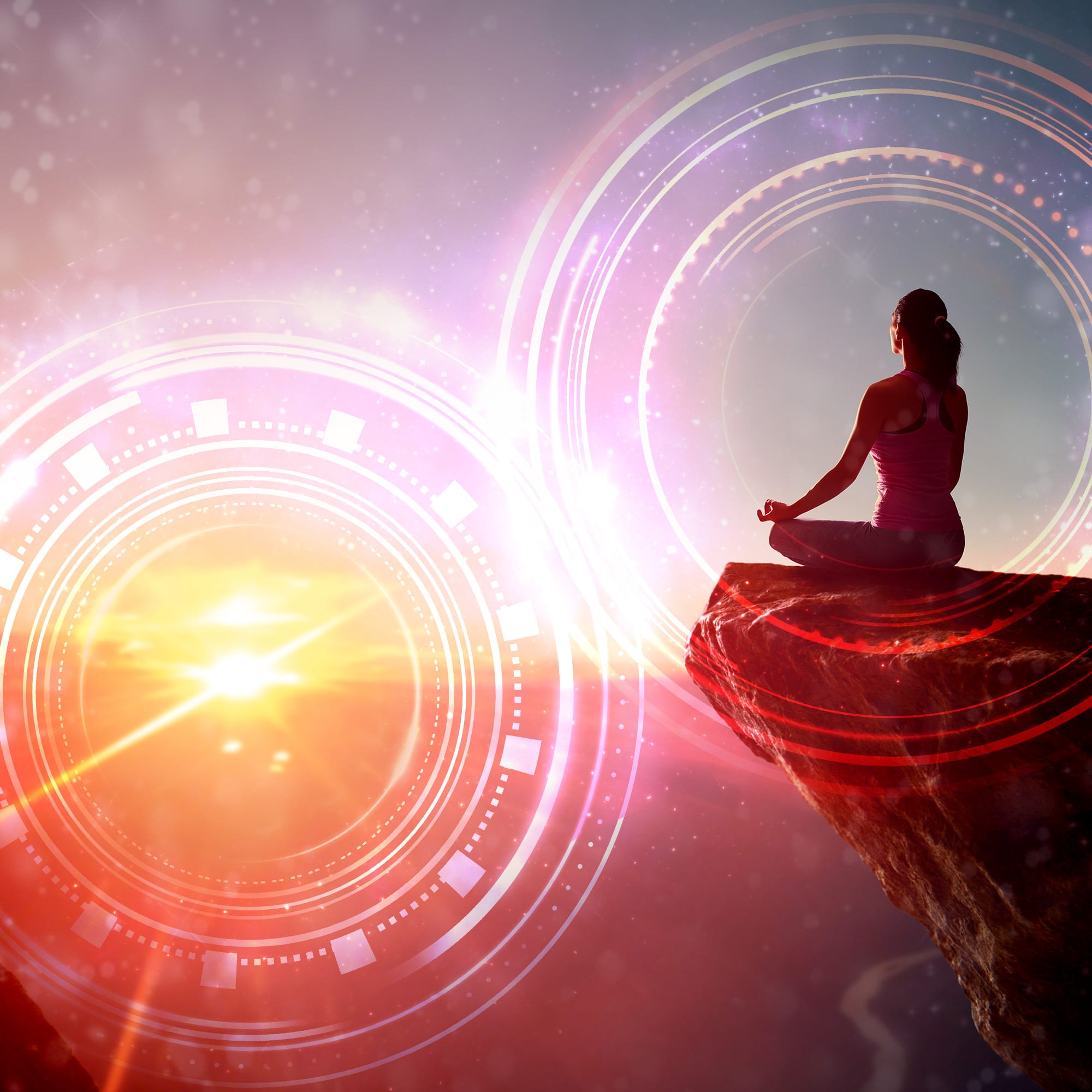 Woman practices yoga